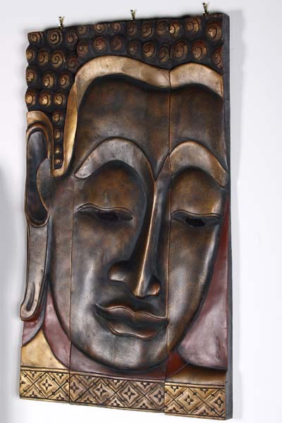 Cambodian Buddha Face Wall Panel 39"